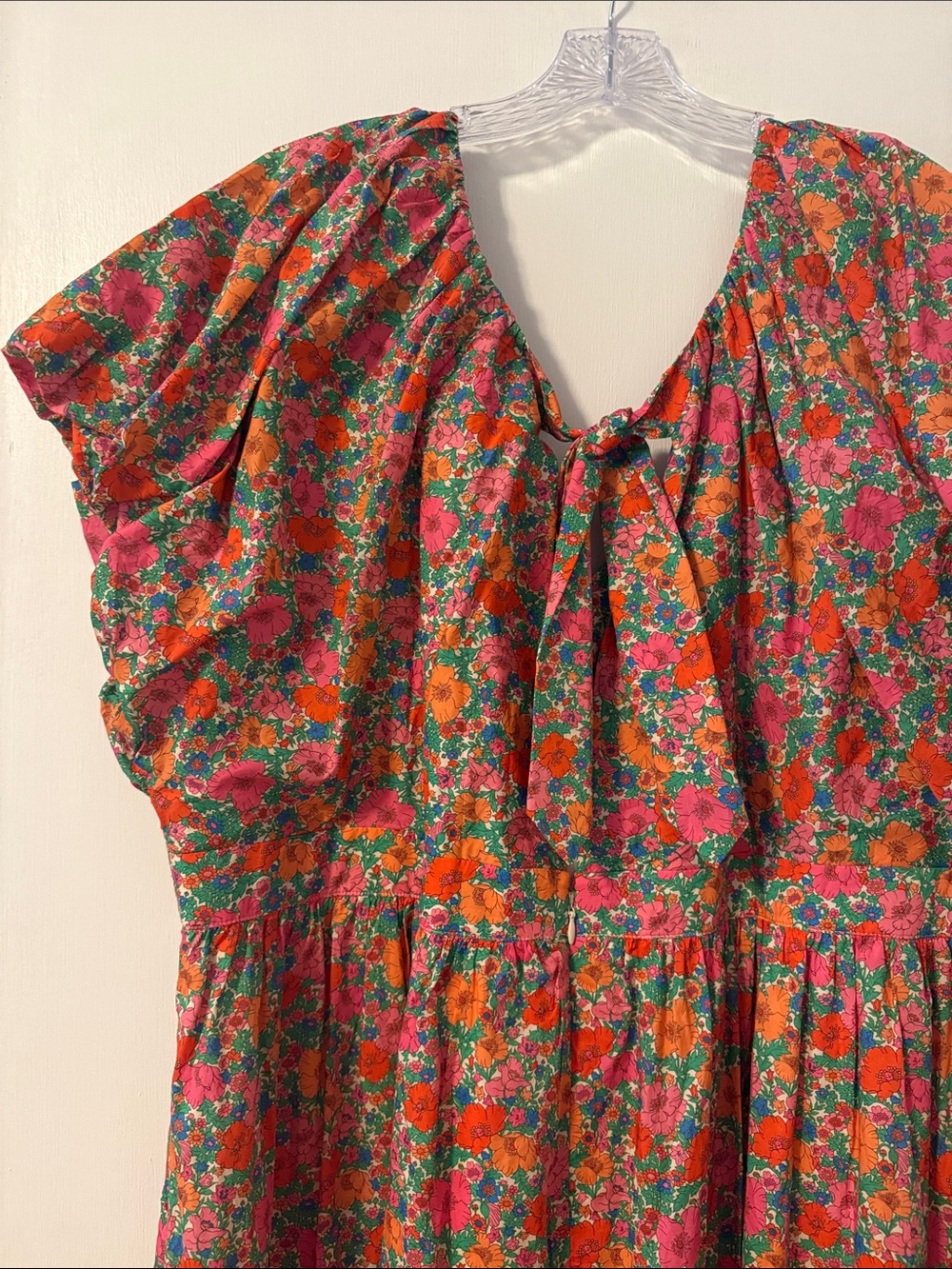 J.Crew Liberty London Bow Puff Sleeve Floral Maxi Dress Pink Meadow Song Plus 24 - Picture 9 of 11